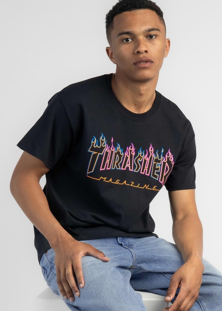 Thrasher Double Flame Neon Tee Mens Tee THRASHER SUM23