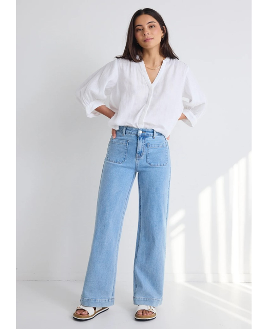 Among The Brave Zoey High Rise Wide Leg Pocket Jean