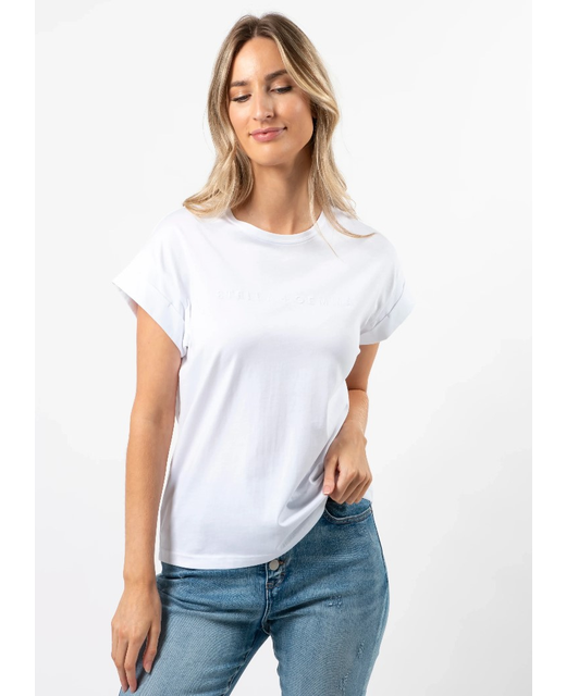 Stella+Gemma Cuff Sleeve Embroided Logo Tee