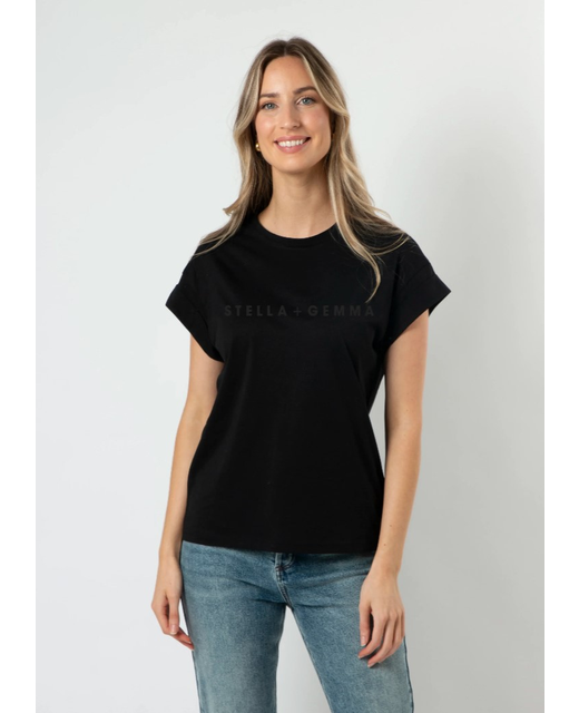 Stella+Gemma Cuff Sleeve Embroided Logo Tee